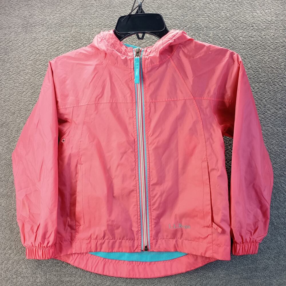 LL Bean Pink Zip Windbreaker Girls Size 5 6 Outdoor Rain Jacket